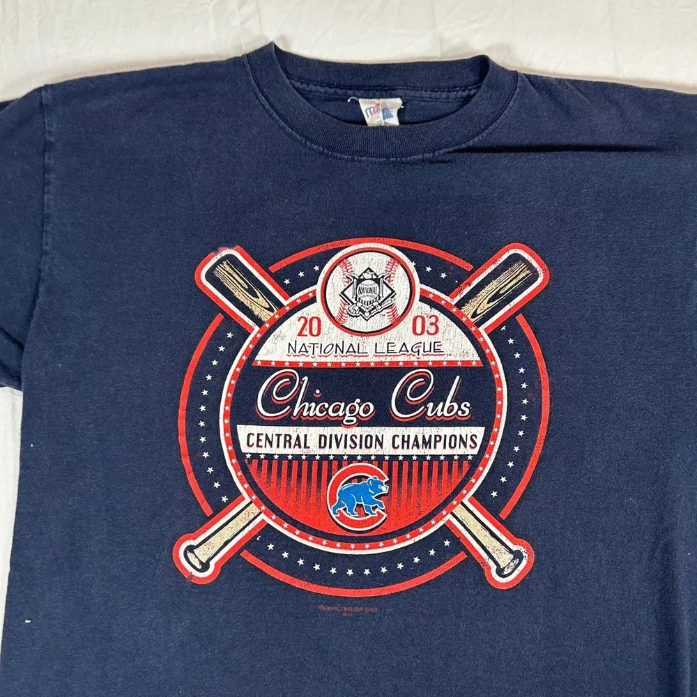 Vintage Majestic Chicago Cubs‎ 2003 NL Central Division Champions Shirt Mens L